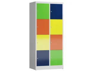 Lockerkast 1800x800x500mm 2x4 vakken cilinderslot, sokkel, Multicolor - 1