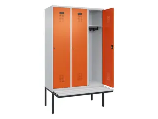locker met bank,HxBxD 2120x1200x815mm,3vak,vak B 400mm,cilinderslot - 1