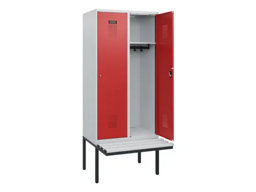 locker met bank,HxBxD 1950x800x815mm,2vak,vak B 400mm,cilinderslot