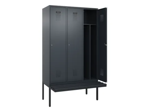 locker met bank,voor scheiding van kleding,HxBxD 2120x1200x815mm,3vak