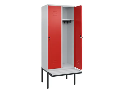 locker met bank,HxBxD 2120x800x815mm,2vak,vak B 400mm,draaigrendel
