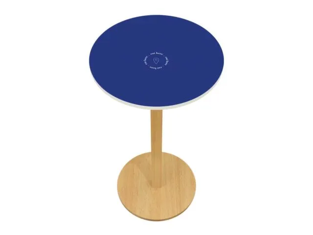 statafel,HxØ 1100x600mm,rond,schotelvoet natuur,blad blauw