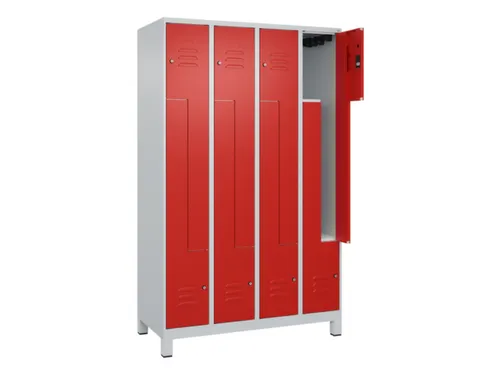 Z-garderobekast,HxBxD 1950x1200x500mm,vak B 150/300mm,cil.-slot,voeten