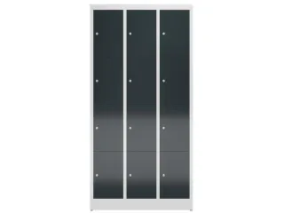Lockerkast 1800x870x500mm 3x4 vakken cilinderslot, sokkel, RAL7016 - 2