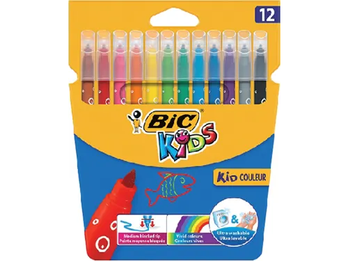 Kleurstiften BicKids kid couleur medium assorti etui à 12 stuks