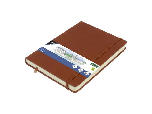 Schetsboek Kangaro A5 cognac PU HC 80 vel 140gr roomwit met elastiek e
