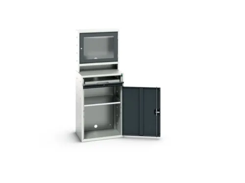 pc-kast monitorvak 1650x650x550mm toetsenbordblad RAL7035+RAL7016