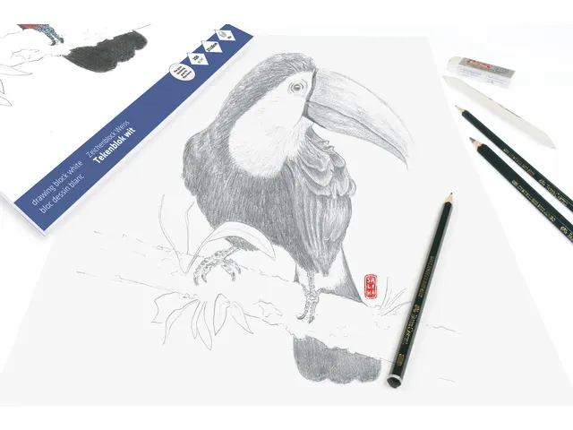 Tekenblok Kangaro A3, 200 grams, 20 vel, wit, fijne korrel, kopgelijmd