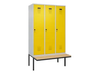 locker met bank,HxBxD 2120x1200x815mm,3vak,vak B 400mm,draaigrendel - 3