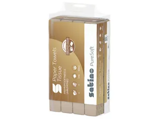 Handdoek PureSoft PT2 Z-vouw 2-laags 206x240mm 25x150vel natur 277530 - 1