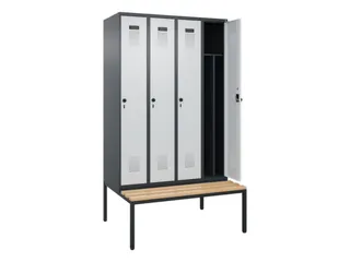 locker met bank,voor scheiding van kleding,HxBxD 2120x1200x815mm,4vak - 1