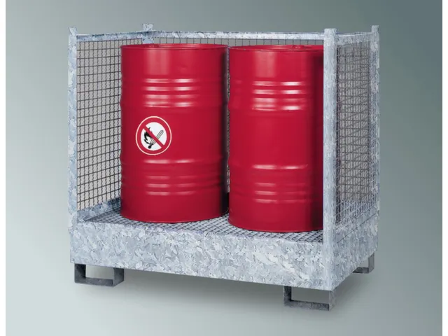 Opvangbak 2x 200l Opvangvol. 220l 1400x1410x810mm Gaas 3-Zijdig