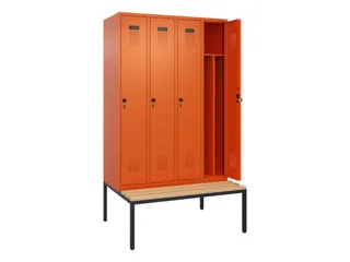 locker met bank,voor scheiding van kleding,HxBxD 2120x1200x815mm,4vak - 1