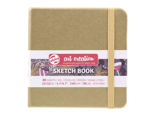Schetsboek Talens Art Creation 80 witte vellen 140gr 120x120mm witgoud