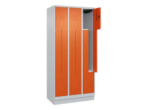 Z-garderobekast,HxBxD 1950x900x500mm,vak B 150/300mm,cil.-slot,sokkel