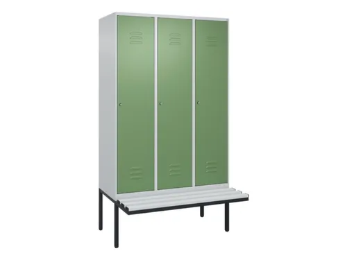 locker met bank,HxBxD 2120x1200x815mm,3vak,vak B 400mm,cil.-slot