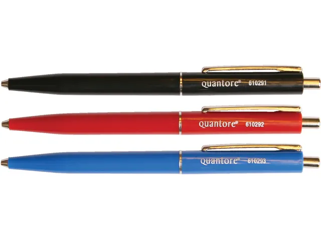 Balpen Quantore drukknop met metalen clip rood medium