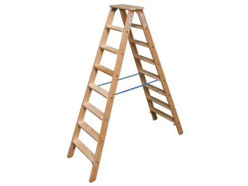 dubbele ladder,beide zijden,2x8treden,Stand H 1,3m,balk L 1,85m,hout