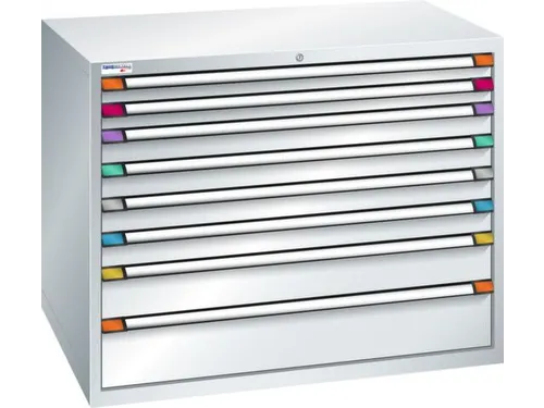ladekast,HxBxD 1000x1205x695mm,8lade(n),RAL7035,front RAL7035
