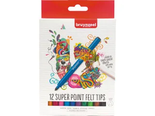 Kleurstift Bruynzeel Teens Super Point set à 12 kleuren - 1