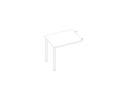 aanbouwtafel,i.h.v.,v. 4voeten,HxBxD 680-760x800x600mm,blad wit