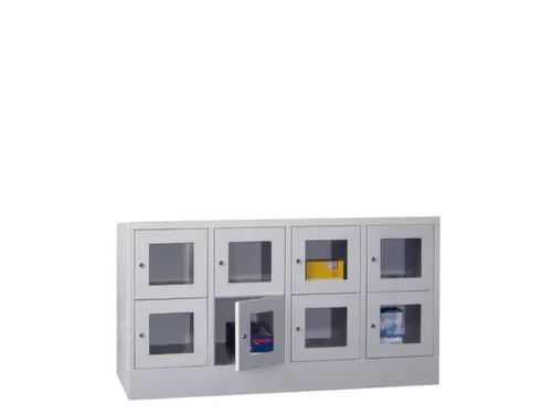 lockerkast,HxBxD 855x1600x500mm,4x2vakken,RAL7035,front RAL3000