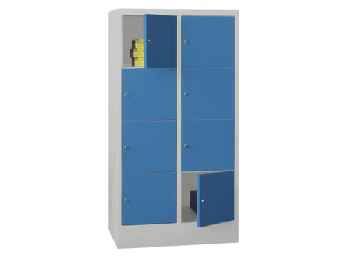lockerkast,HxBxD 1518x800x500mm,2x4vakken,RAL7035,front RAL5012