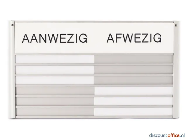 In-uit Bord 6 Namen Aluminium Aan/afwezigheidsbord Wit