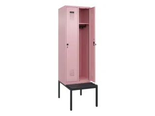 locker met bank,HxBxD 2120x600x815mm,2vak,vak B 300mm,draaigrendel - 1