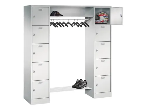 personeelsgarderobe draaigr. 1950x1700x500mm 2x5 vakken 400mm RAL7035