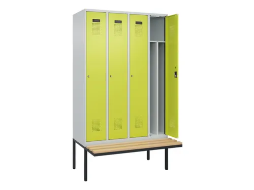 locker met bank,voor scheiding van kleding,HxBxD 2120x1200x815mm,4vak