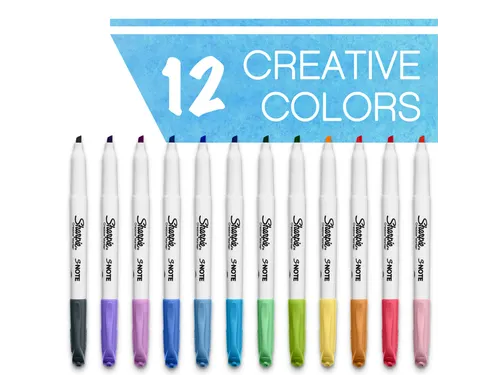 Markeerstift Sharpie S-note Beitel blister à 12 kleuren Assorti