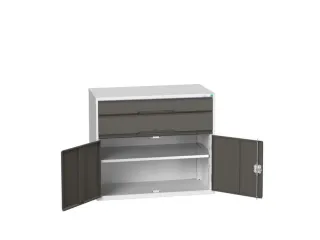 ladekast HxBxD 900x1050x550mm 2laden 2deuren RAL7035 front RAL7016 - 1