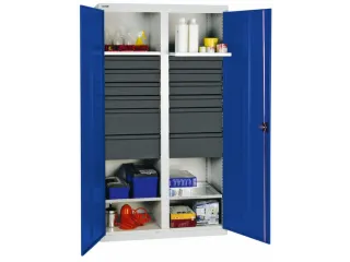 Materiaalkast 1800x1000x500mm 4legborden Uitschuifbaar 12laden Ral5010 - 1