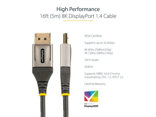 5 Meter VESA Gecertificeerde DisplayPort 1.4 Kabel