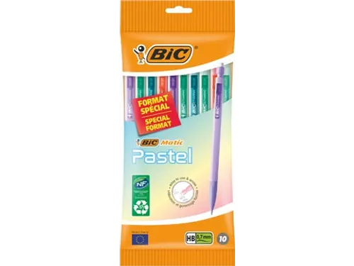 BicMatic pastel vulpotlood blister van 10 stuks assorti
