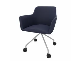 Bezoekersstoel 4-Voet/4Wielen Ronde Buis Verchroomd Lichtblauw - 1