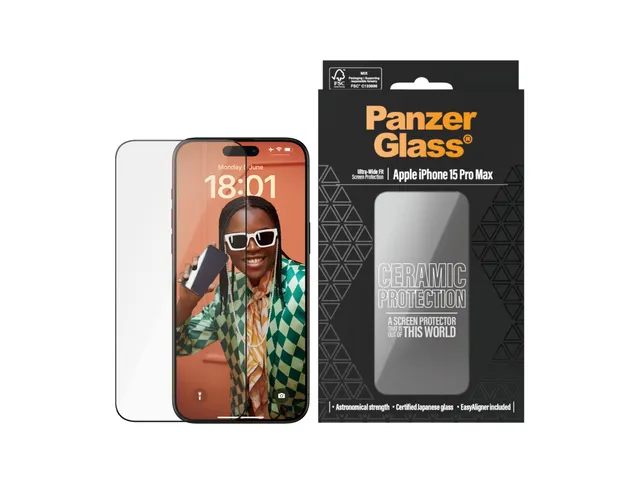 PanzerGlass Ceramic Protection for iPhone 15 Pro Max | Ultra-Wide F