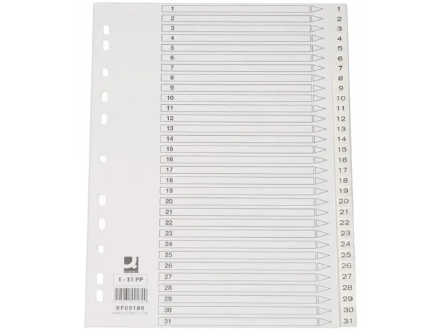 Tabbladen PP Set 1-31 Met Indexblad A4 11-Gaats Wit Personaliseerbaar