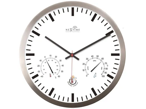 Wandklok Nextime dia 25cm wit Radio Controlled aluminium streep