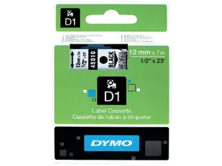 Labeltape Dymo 45010 D1 S720500 12mmx7m zwart op transparant - 5