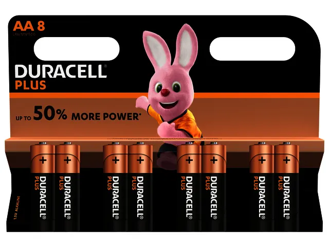 Batterij Duracell AA Plus Power 50% Alkaline 8 Stuks