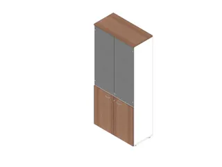vitrinekast HxBxD 2000x900x450mm glazen deuren wit canaletto-hout - 1