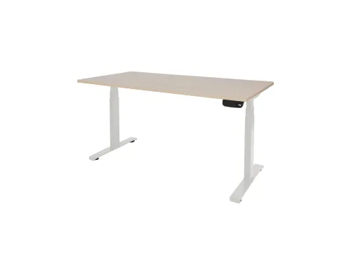 Dextro Plus Zit-sta Bureau Elektrisch 180x80 Lindberg Eiken 25mm Wit