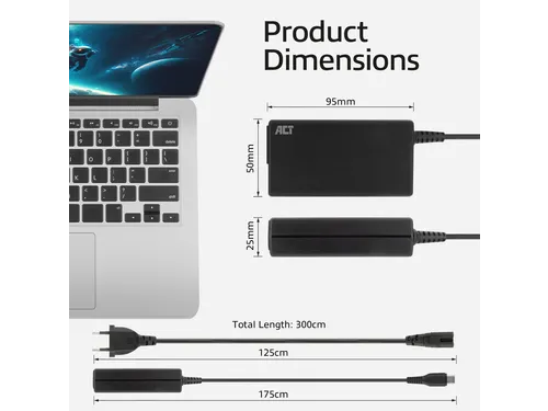 USB-C laptoplader met Power Delivery profielen 65W 3m