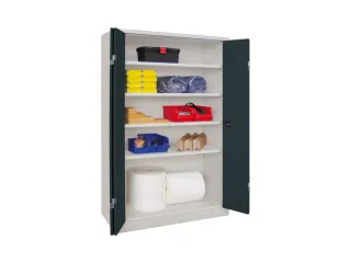 Ruime Vouwdeurkast 1950x1200x400mm 4legborden Ral7035 Front Ral7016 - 1