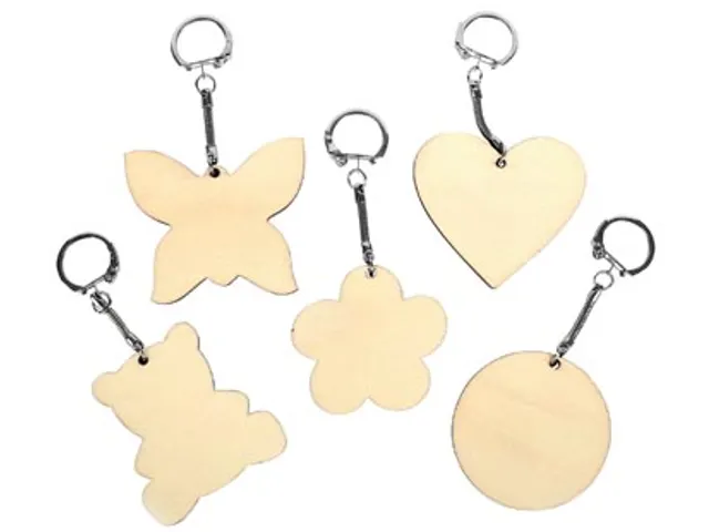 Sleutelhanger hout vormen 10 stuks