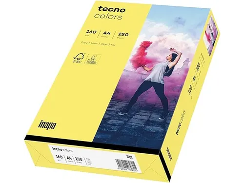 Inapa Tecno colors Gekleurd papier A4 Midden geel 160 gram 250vel