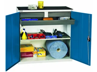 Gereedschapskast 1000x1000x513mm 2legborden 3laden Ral7035 Ral5010 - 2