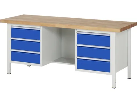 werkbank,HxBxD 840-1040x2000x700mm,beukblad,draagverm. 1250kg,4voeten